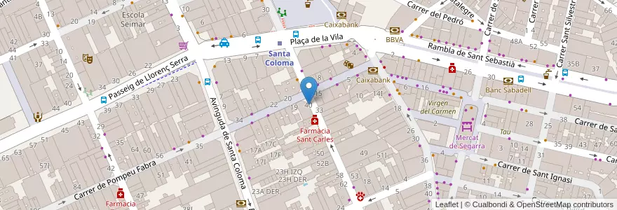 Mapa de ubicacion de Pulgarcitos en Spagna, Catalunya, Barcelona, Barcelonès, Santa Coloma De Gramenet.