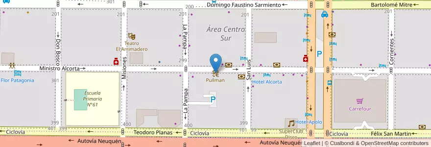 Mapa de ubicacion de Pullman en Аргентина, Чили, Неукен, Departamento Confluencia, Municipio De Neuquén, Neuquén.