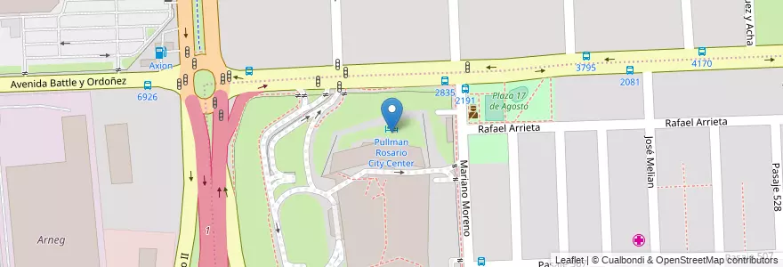 Mapa de ubicacion de Pullman Rosario City Center en Argentina, Santa Fe, Departamento Rosario, Municipio De Rosario, Rosário.