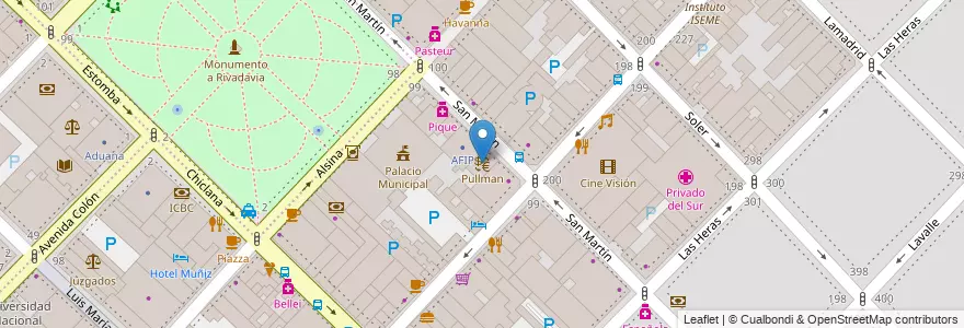 Mapa de ubicacion de Pullman en Arjantin, Buenos Aires, Partido De Bahía Blanca, Bahía Blanca.
