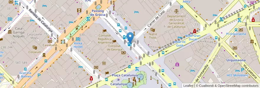 Mapa de ubicacion de Punt de càrrega de vehicles elèctrics en 스페인, Catalunya, Barcelona, Barcelonès, 바르셀로나.