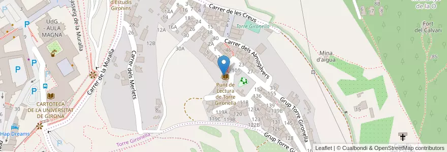 Mapa de ubicacion de PUNT DE LECTURA DE TORRE GIRONELLA LOCAL SOCIAL en スペイン, カタルーニャ州, ジローナ, Gironès, ジローナ.
