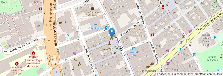Mapa de ubicacion de Punt d'Informació i Atenció a les Dones de Les Corts en スペイン, カタルーニャ州, Barcelona, バルサルネス, Barcelona.
