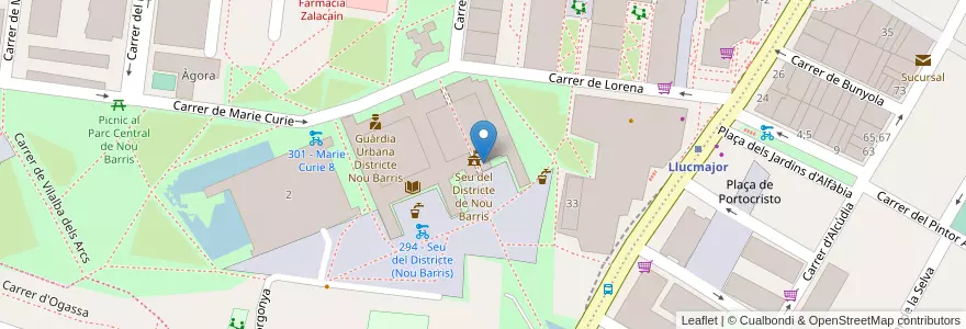 Mapa de ubicacion de Punt d'Informació i Atenció a les Dones de Nou Barris en スペイン, カタルーニャ州, Barcelona, バルサルネス, Barcelona.