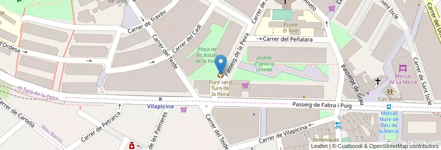 Mapa de ubicacion de Punt verd Turó de la Peira en スペイン, カタルーニャ州, Barcelona, バルサルネス, Barcelona.