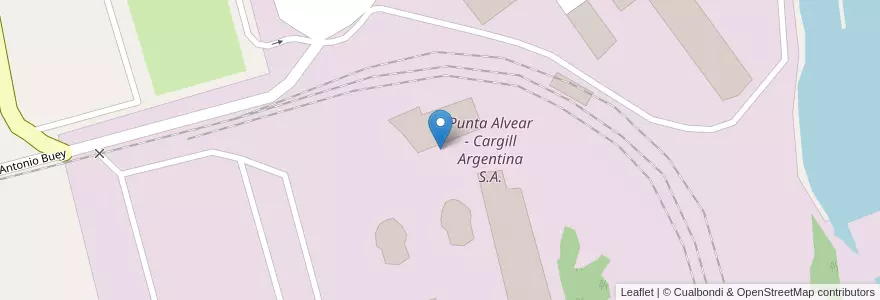 Mapa de ubicacion de Punta Alvear - Cargill Argentina S.A. en Аргентина, Санта-Фе, Departamento Rosario, Municipio De Alvear.