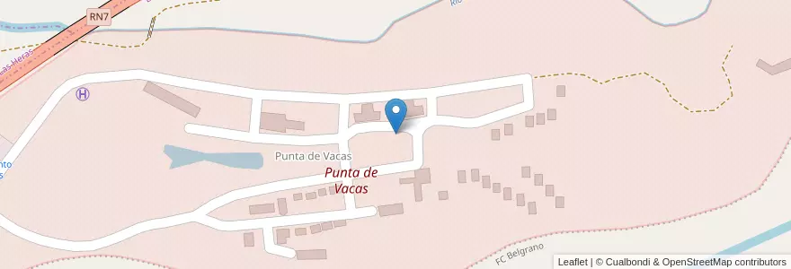 Mapa de ubicacion de Punta de Vacas en 아르헨티나, 칠레, Mendoza, Departamento Las Heras.