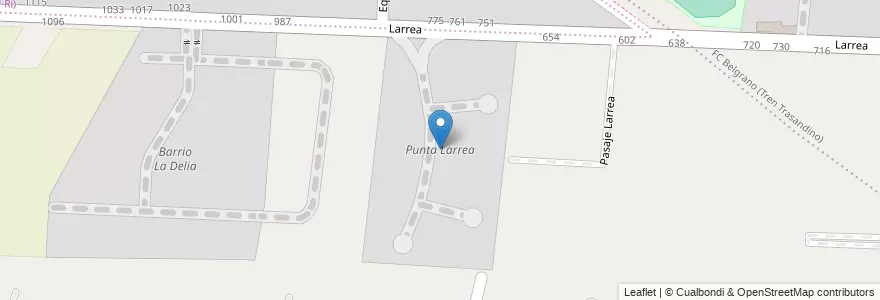 Mapa de ubicacion de Punta Larrea en アルゼンチン, チリ, メンドーサ州, Departamento Luján De Cuyo, Luján De Cuyo, Distrito Vistabla.