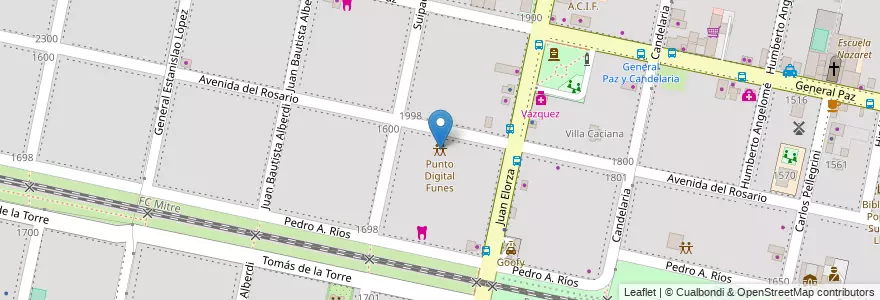 Mapa de ubicacion de Punto Digital Funes en آرژانتین, سانتافه, Departamento Rosario, Municipio De Funes, Funes.