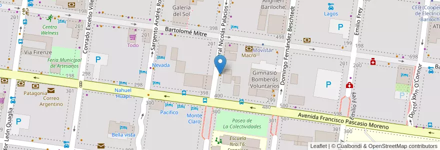 Mapa de ubicacion de Punto Empanada en آرژانتین, شیلی, استان ریو نگرو، آرژانتین, Departamento Bariloche, Municipio De San Carlos De Bariloche, San Carlos De Bariloche.