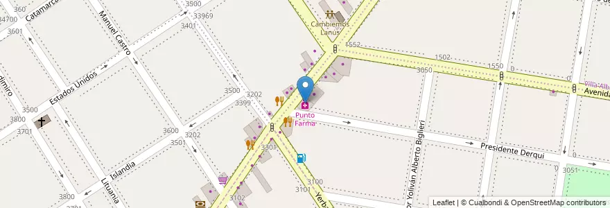 Mapa de ubicacion de Punto Farma en Arjantin, Buenos Aires, Partido De Lanús, Lanús Oeste.