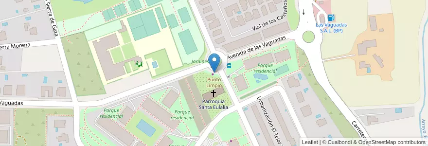 Mapa de ubicacion de Punto Limpio en スペイン, エストレマドゥーラ州, バダホス, Tierra De Badajoz, バダホス.