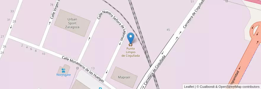 Mapa de ubicacion de Punto Limpio de Cogullada en 西班牙, Aragón, 萨拉戈萨, Zaragoza, 萨拉戈萨.