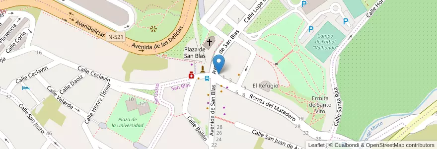 Mapa de ubicacion de PUNTO LIMPIO MÓVIL (20) en 西班牙, Extremadura, Cáceres, Cáceres, Cáceres.