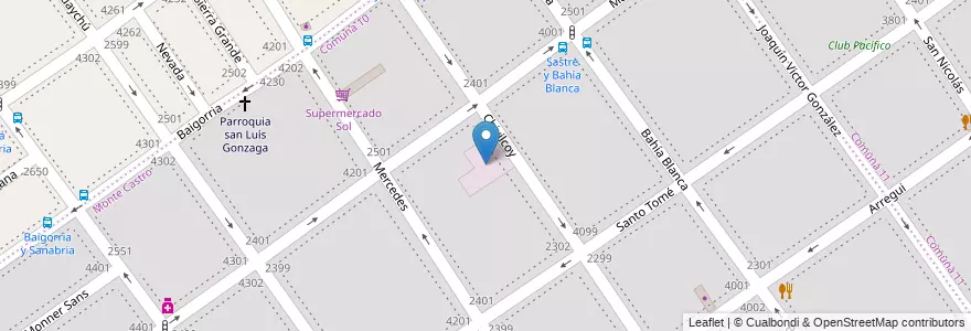 Mapa de ubicacion de P.V. S.A. (Medias Mora), Monte Castro en アルゼンチン, Ciudad Autónoma De Buenos Aires, ブエノスアイレス, Comuna 10, Comuna 11.