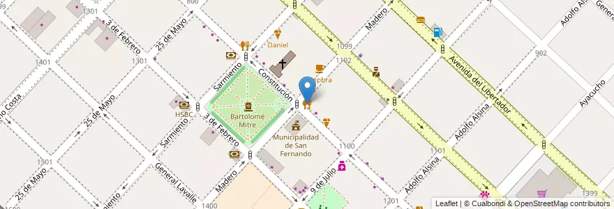 Mapa de ubicacion de Q! Pizza en 阿根廷, 布宜诺斯艾利斯省, Partido De San Fernando, San Fernando.