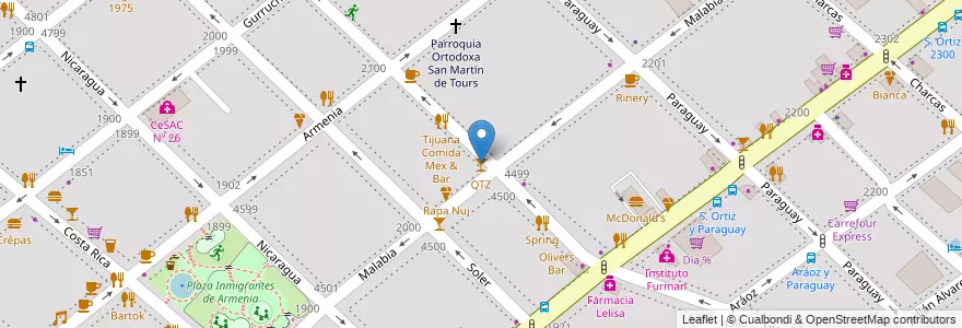 Mapa de ubicacion de QTZ, Palermo en Аргентина, Буэнос-Айрес, Буэнос-Айрес, Comuna 14.