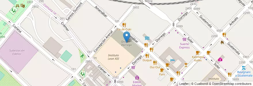 Mapa de ubicacion de Quartier Dorrego, Palermo en Arjantin, Ciudad Autónoma De Buenos Aires, Buenos Aires.