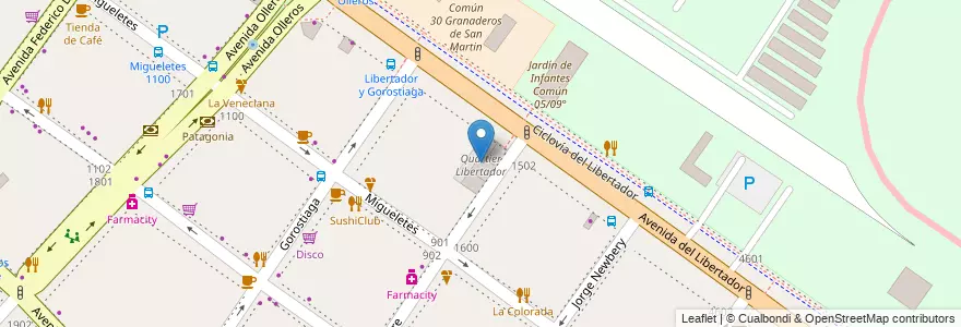Mapa de ubicacion de Quartier Libertador, Palermo en الأرجنتين, Ciudad Autónoma De Buenos Aires, Buenos Aires, Comuna 14.