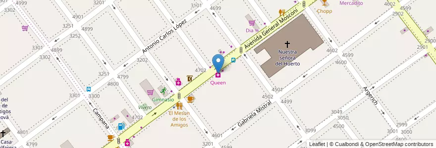Mapa de ubicacion de Queen, Villa Pueyrredon en Argentina, Autonomous City Of Buenos Aires, Comuna 12, Autonomous City Of Buenos Aires, Comuna 11.