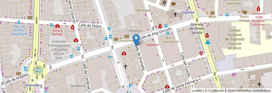 Mapa de ubicacion de QUESADA, CALLE, DE,13 en 西班牙, Comunidad De Madrid, Comunidad De Madrid, Área Metropolitana De Madrid Y Corredor Del Henares, Madrid.