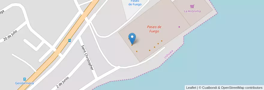Mapa de ubicacion de Questa Pizza en Argentinien, Departamento Ushuaia, Chile, Feuerland, Ushuaia.