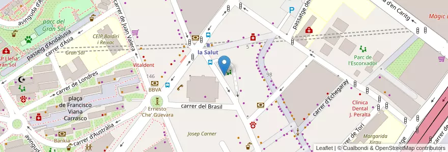Mapa de ubicacion de Quevedo en España, Catalunya, Barcelona, Barcelonès, Badalona.