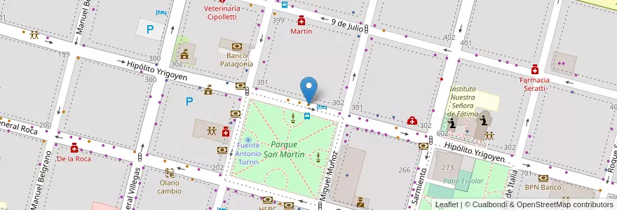 Mapa de ubicacion de Quiero Waffles en Arjantin, Şili, Río Negro, Cipolletti, Departamento General Roca.
