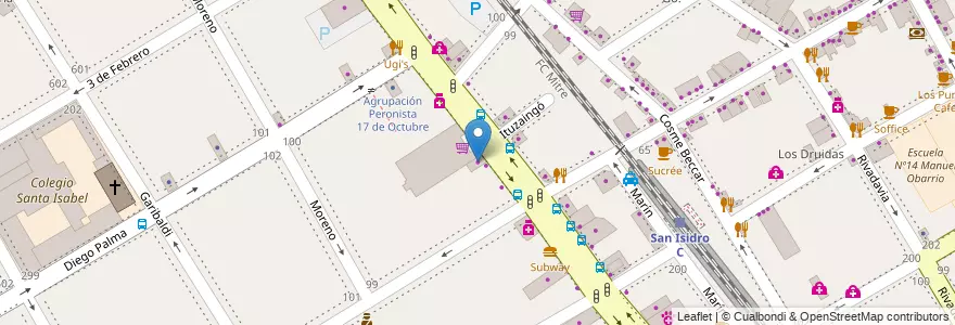 Mapa de ubicacion de Quijote en 阿根廷, 布宜诺斯艾利斯省, Partido De San Isidro, San Isidro.