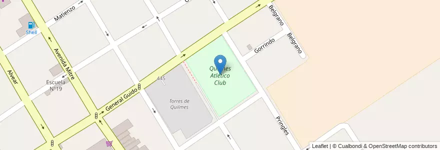 Mapa de ubicacion de Quilmes Atlético Club en Argentinië, Buenos Aires, Partido De Quilmes, Quilmes.