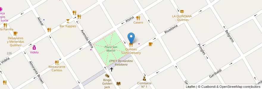 Mapa de ubicacion de Quilmes Sushi Delivery en アルゼンチン, ブエノスアイレス州, Partido De Quilmes, Quilmes.