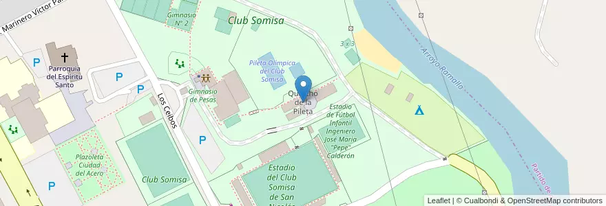 Mapa de ubicacion de Quincho de la Pileta en 阿根廷, 布宜诺斯艾利斯省, Partido De Ramallo, Partido De San Nicolás, San Nicolás De Los Arroyos.