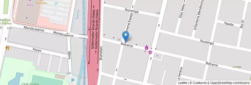 Mapa de ubicacion de Quiniela - RapiPago en Arjantin, Şili, Mendoza, Departamento Guaymallén, Distrito Dorrego.