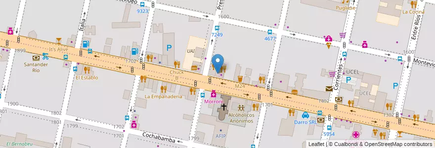 Mapa de ubicacion de Quiniela en アルゼンチン, サンタフェ州, Departamento Rosario, Municipio De Rosario, ロサリオ.