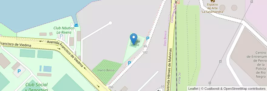 Mapa de ubicacion de Quinta Basso en 아르헨티나, 리오네그로주, Departamento Adolfo Alsina, Viedma, Viedma.