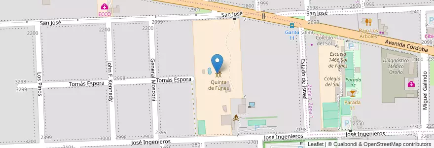 Mapa de ubicacion de Quinta de Funes en 阿根廷, Santa Fe, Departamento Rosario, Municipio De Funes, Funes.