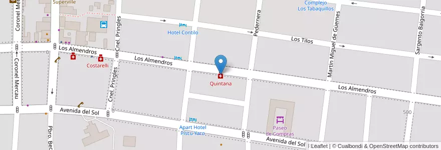 Mapa de ubicacion de Quintana en アルゼンチン, サンルイス州, Junín, Municipio De Merlo, Villa De Merlo.