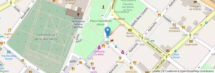 Mapa de ubicacion de Quintana, Recoleta en アルゼンチン, Ciudad Autónoma De Buenos Aires, Comuna 2, ブエノスアイレス.