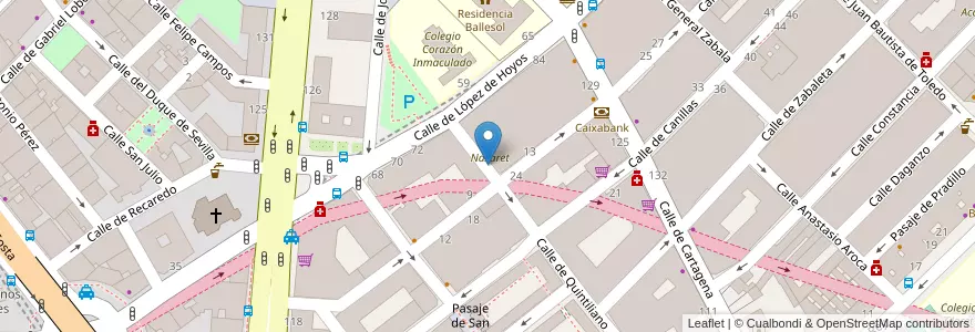 Mapa de ubicacion de QUINTILIANO, CALLE, DE,4 en スペイン, マドリード州, Comunidad De Madrid, Área Metropolitana De Madrid Y Corredor Del Henares, Madrid.