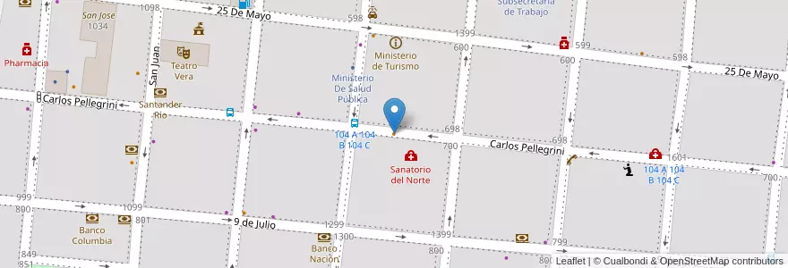 Mapa de ubicacion de Quintin Pizzeria en アルゼンチン, コリエンテス州, Departamento Capital, Corrientes, Corrientes.