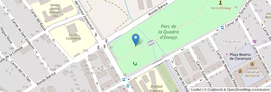Mapa de ubicacion de Quiosc del parc Quadra d'Enveja en Spanje, Catalonië, Barcelona, Garraf, Vilanova I La Geltrú.