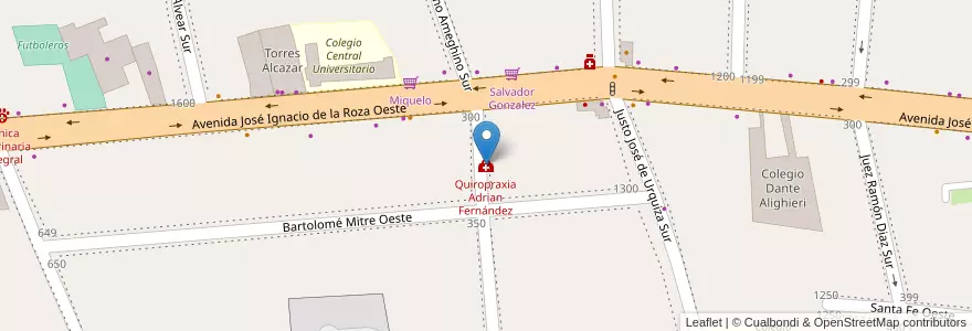 Mapa de ubicacion de Quiropraxia Adrian Fernández en 아르헨티나, San Juan, 칠레, Capital.