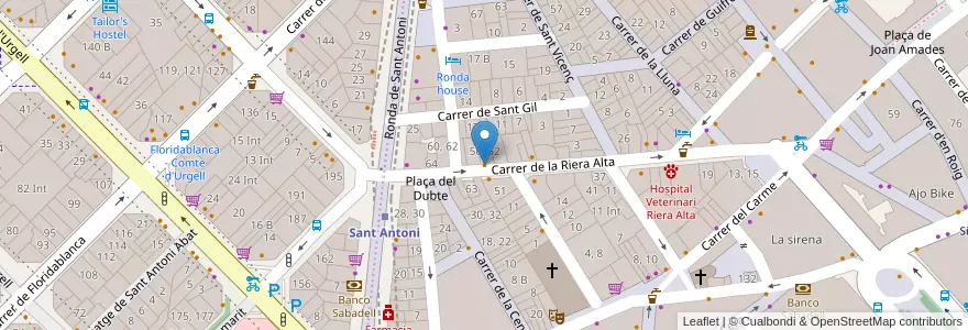 Mapa de ubicacion de Rabipelao Rawalistan en 西班牙, Catalunya, Barcelona, Barcelonès, Barcelona.