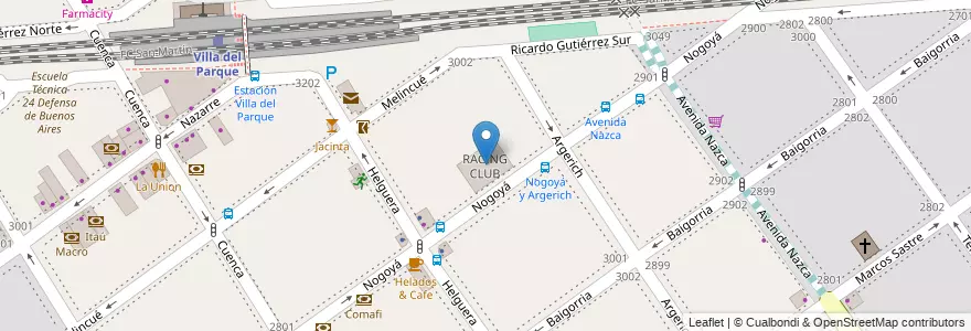 Mapa de ubicacion de RACING CLUB, Villa del Parque en Argentina, Ciudad Autónoma De Buenos Aires, Buenos Aires, Comuna 11.