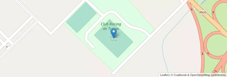 Mapa de ubicacion de Racing Trelew en الأرجنتين, شوبوت, Trelew, Departamento Rawson.