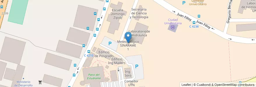 Mapa de ubicacion de Radar Meteorológico SINARAME 1 en الأرجنتين, Córdoba, Departamento Capital, Pedanía Capital, Córdoba, Municipio De Córdoba.