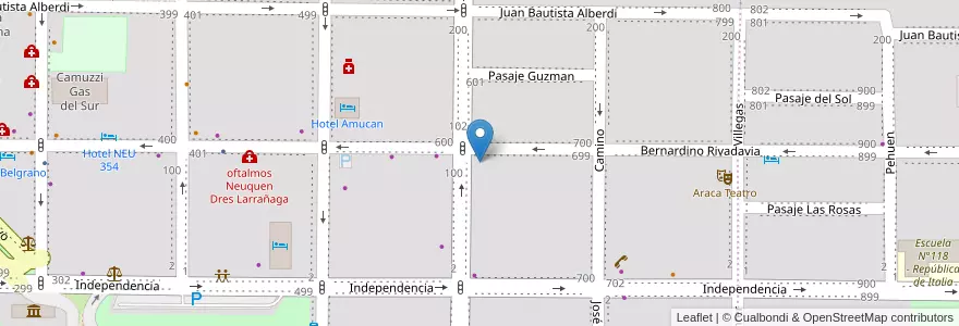 Mapa de ubicacion de Radio en Argentinien, Chile, Provinz Neuquén, Departamento Confluencia, Municipio De Neuquén, Neuquén.