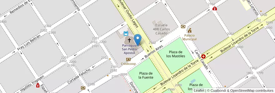 Mapa de ubicacion de Radio De La Candelaria FM 101.1 en Argentinien, Santa Fe, Departamento Caseros, Municipio De Casilda, Casilda.