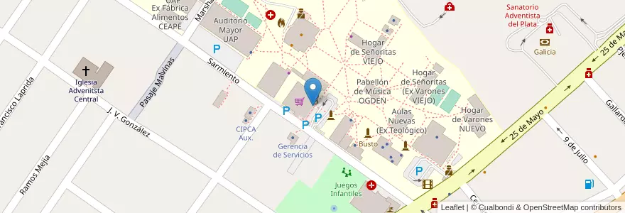 Mapa de ubicacion de Radio FM Estudiantil en 아르헨티나, 엔트레리오스주, Departamento Diamante, Libertador San Martín, Distrito Palmar.