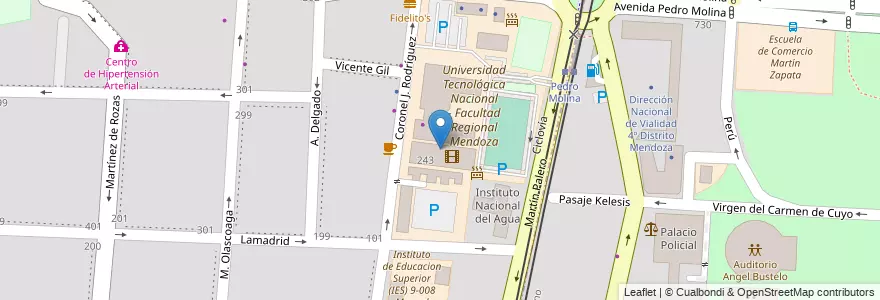 Mapa de ubicacion de Radio FM UTN 94.5 en 阿根廷, 智利, Mendoza, Departamento Capital, Ciudad De Mendoza, Sección 5ª Residencial Sur.